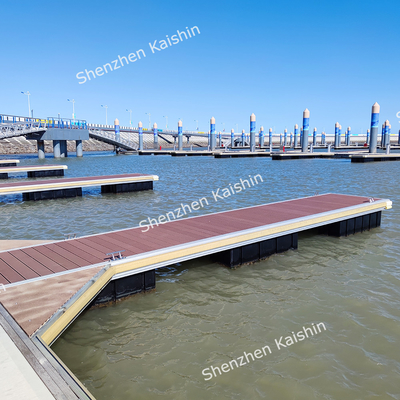 Marina Aluminum Alloy Floating Dock Silver Mooring Cleats/WPC Decking Floating Pontoon Walkway Platform